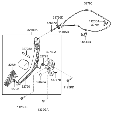 2007 Hyundai Tucson Cable Assembly-Accelerator Diagram for 32790-2E400