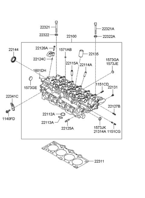 2006 Hyundai Tucson Produced After OCT.31.2006 Cylinder Head Diagram 1