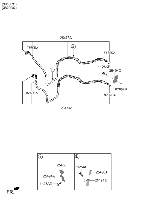 2022 Hyundai Genesis G90 Bracket-Oil Cooler Tube Diagram for 25496-J6000