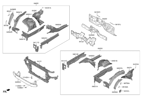 2021 Hyundai Genesis G90 Fender Apron & Radiator Support Panel Diagram