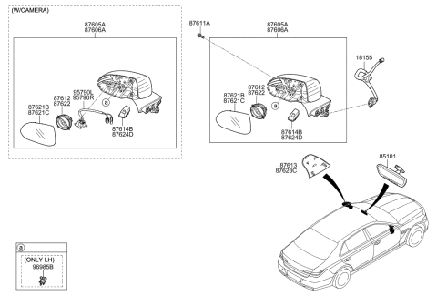 2021 Hyundai Genesis G90 Mirror Assembly-Outside RR View,RH Diagram for 87620-D2900