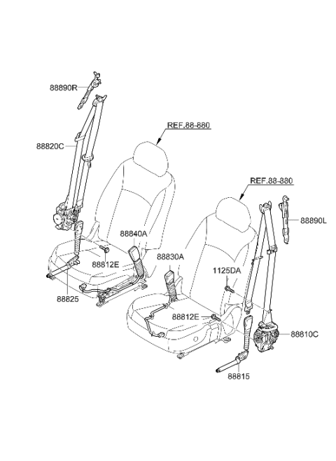 2020 Hyundai Genesis G90 S/BELT Assembly-FR LH Diagram for 88810-D2500-VNN