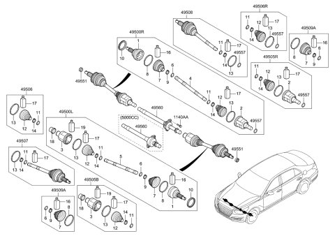 2021 Hyundai Genesis G90 Drive Shaft (Front) Diagram