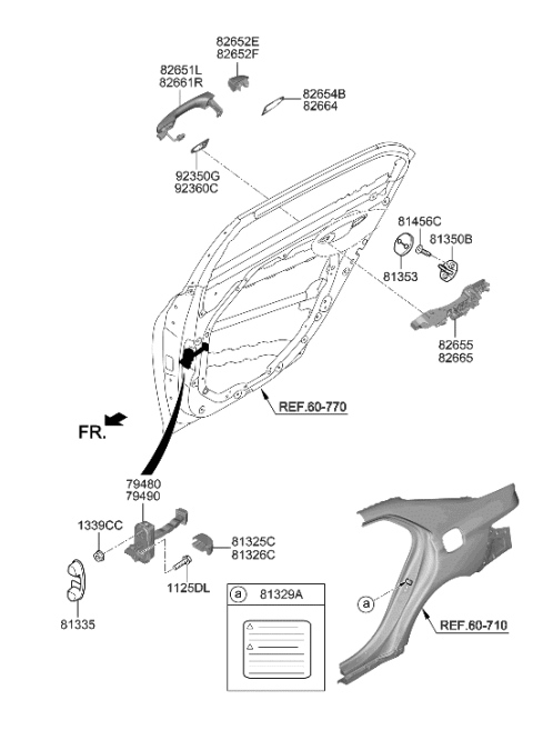 2021 Hyundai Genesis G90 Pad-Door Outside Handle Rear,LH Diagram for 82654-D2000