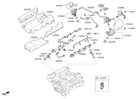 2022 Hyundai Genesis G90 Throttle Body & Injector Diagram 2