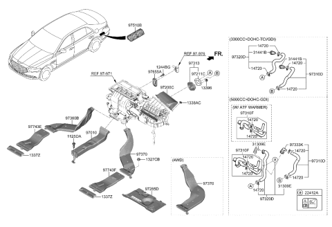 2020 Hyundai Genesis G90 Heater System-Duct & Hose Diagram 1