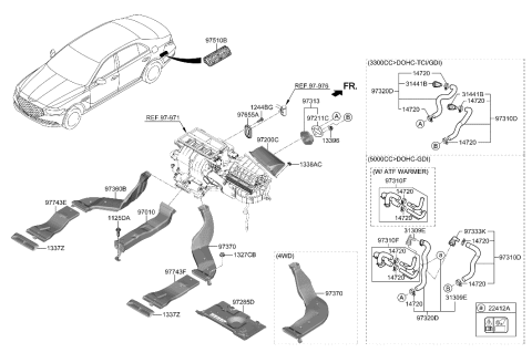 2015 Hyundai Sonata Hybrid Duct Assembly-RR,LH Diagram for 97365-D2000