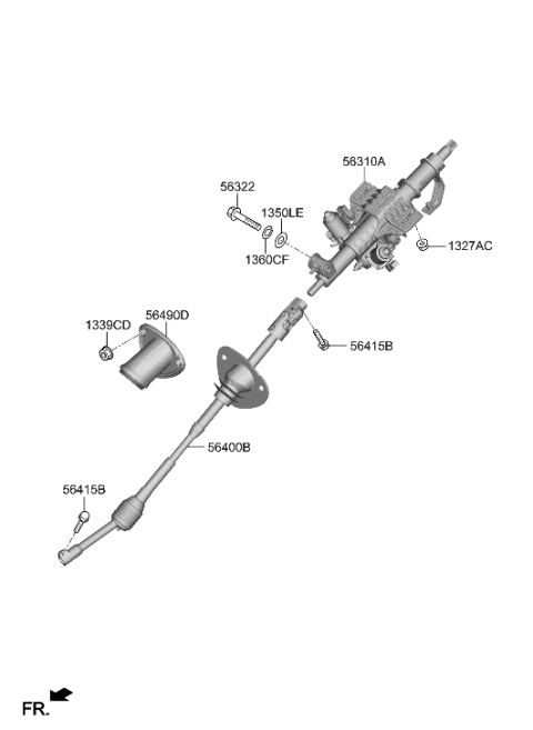 2022 Hyundai Genesis G90 Steering Column & Shaft Diagram 1