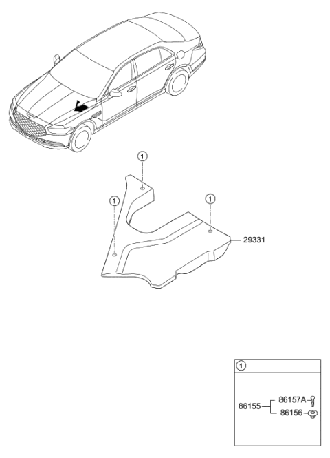 2022 Hyundai Genesis G90 Cover-PCU Diagram for 29331-D2000