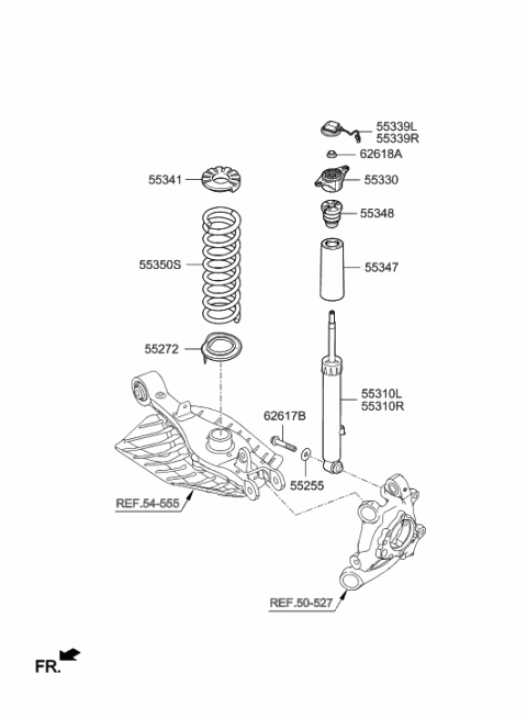 2022 Hyundai Genesis G90 Bracket-Shock Absorber Mounting Diagram for 55330-D2050