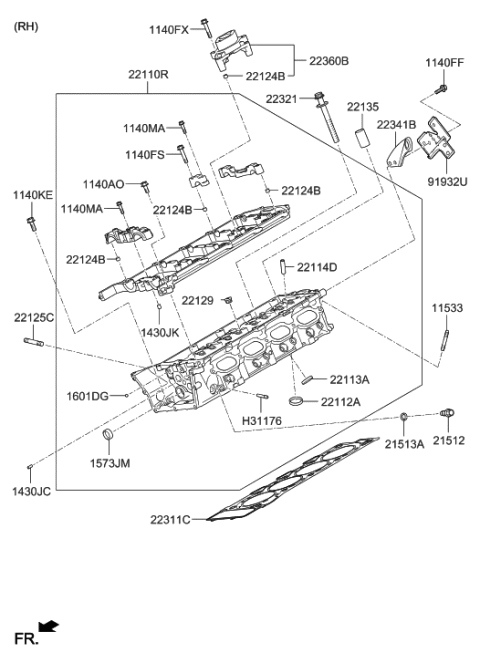 2021 Hyundai Genesis G90 Cylinder Head Diagram 4