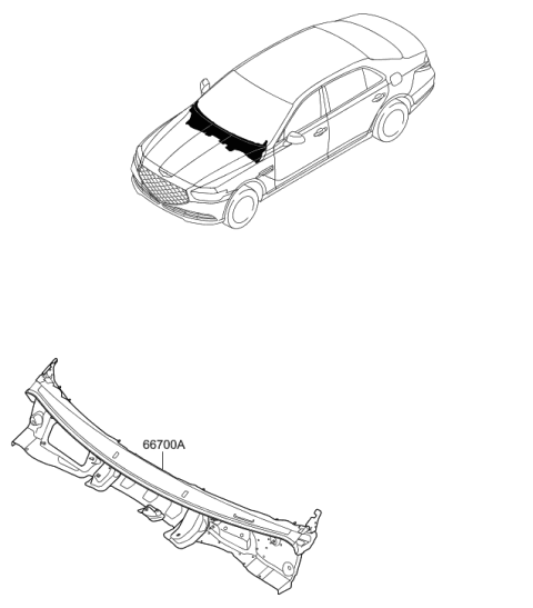 2022 Hyundai Genesis G90 Panel Assembly-Cowl Complete Diagram for 66700-D2500