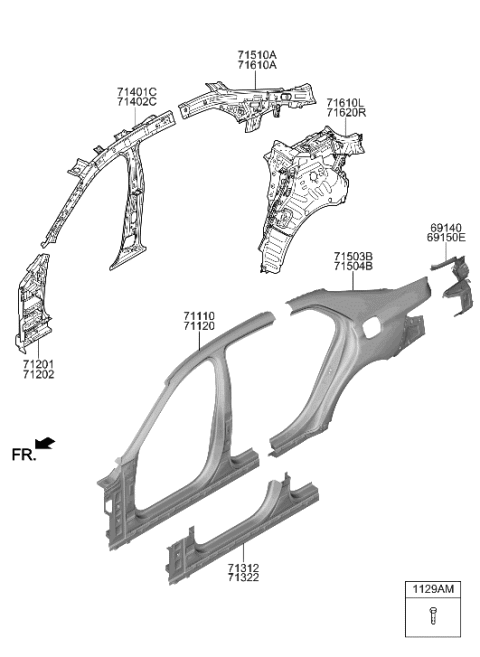 2020 Hyundai Genesis G90 Panel-Side Sill Outrer,RH Diagram for 71322-D2D10
