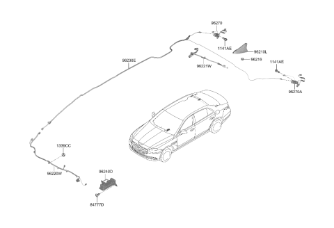 2022 Hyundai Genesis G90 Antenna Assembly-Combination Diagram for 96210-D2290-SSS