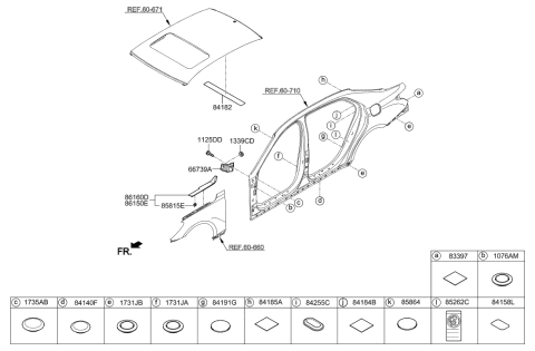 2021 Hyundai Genesis G90 Cover Assembly-Fender Side,LH Diagram for 86551-D2500