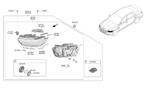 2022 Hyundai Genesis G90 Bracket Assembly-Head Lamp MTG,RH Diagram for 92158-D2500