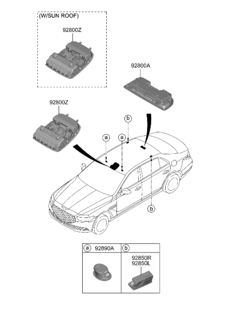 2022 Hyundai Genesis G90 Room Lamp Diagram