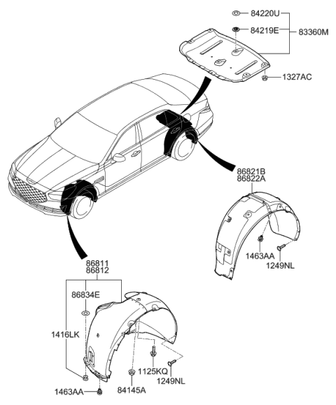 2021 Hyundai Genesis G90 Guard Assembly-Rear Wheel,LH Diagram for 86821-D2500