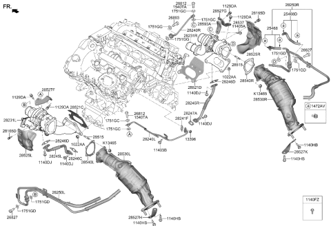 2016 Hyundai Sonata Hybrid Catalyst Case Assembly, Right Diagram for 28530-3LTB0