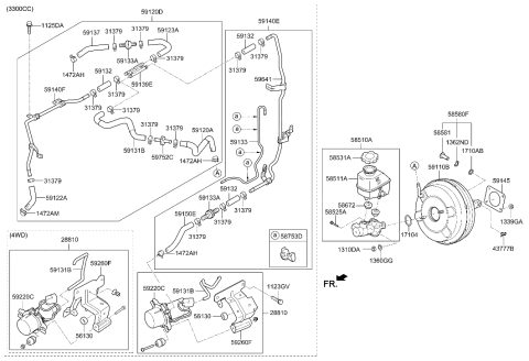 2020 Hyundai Genesis G90 Brake Master Cylinder & Booster Diagram 1