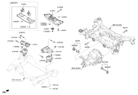 2021 Hyundai Genesis G90 Bracket Assembly-Engine MTG,RH Diagram for 21850-D2510