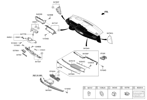 2020 Hyundai Genesis G90 Crash Pad Diagram 2