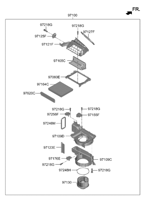 2021 Hyundai Genesis G90 Blower Unit Diagram for 97100-D2000