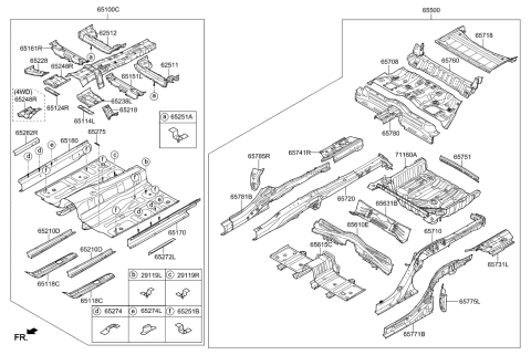 2020 Hyundai Genesis G90 Member Assembly-Rear Floor INTERM CROS Diagram for 65631-D2000