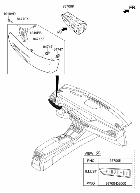 2022 Hyundai Genesis G90 Panel Assembly-Center FACIA Side,L Diagram for 84760-D2300-OWN