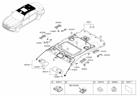 2022 Hyundai Genesis G90 Handle Assembly-Roof Assist Rear,L Diagram for 85343-D2900-NBD