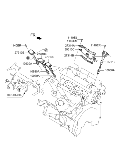 2021 Hyundai Genesis G90 Spark Plug & Cable Diagram 1