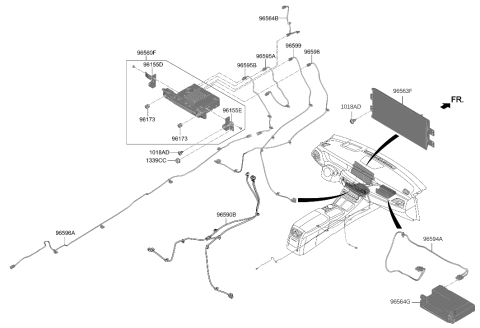 2021 Hyundai Genesis G90 Monitor Assembly-Front Avn Diagram for 96525-D2200