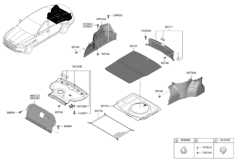 2021 Hyundai Genesis G90 Luggage Compartment Diagram