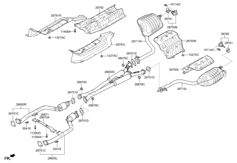 2022 Hyundai Genesis G90 Muffler & Exhaust Pipe Diagram 2