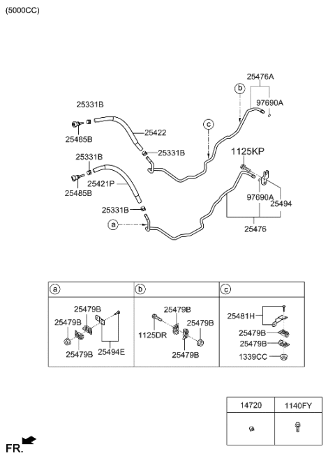 2022 Hyundai Genesis G90 Tube-Oil Cooling Return Diagram for 25477-D2750