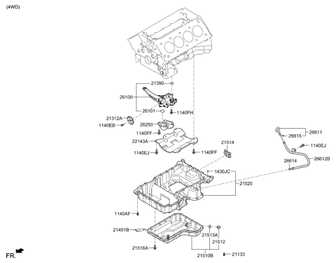 2021 Hyundai Genesis G90 Belt Cover & Oil Pan Diagram 2