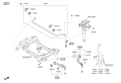 2022 Hyundai Genesis G90 Front Suspension Control Arm Diagram 1