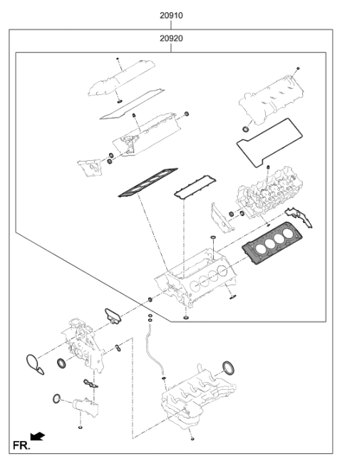 2022 Hyundai Genesis G90 Engine Gasket Kit Diagram 2