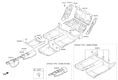 2021 Hyundai Genesis G90 Pad Assembly-Rear Tunnel Diagram for 84255-D2000