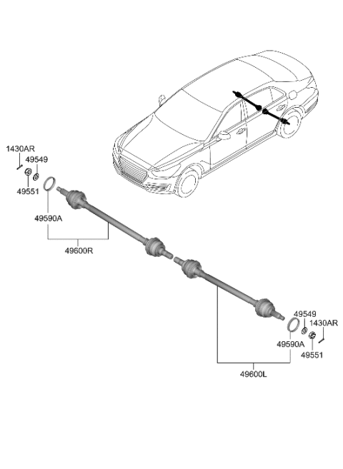 2022 Hyundai Genesis G90 Shaft Assembly-Drive RR,RH Diagram for 49601-J6200