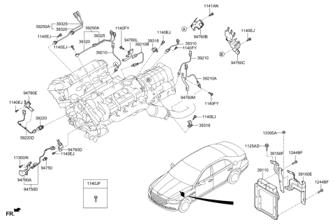 2022 Hyundai Genesis G90 ELECTRONIC CONTROL UNIT Diagram for 39110-3FEN2