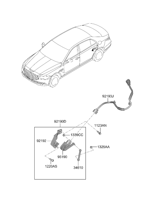 2021 Hyundai Genesis G90 Ext Wire-H/LAMP Auto LEVELING Diagram for 92193-D2500