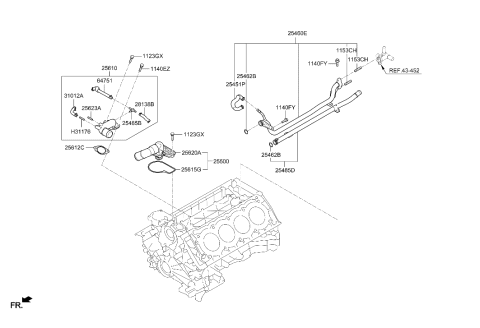 2022 Hyundai Genesis G90 Coolant Pipe & Hose Diagram 2