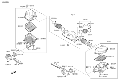 2022 Hyundai Genesis G90 Body-Air Cleaner,LH Diagram for 28125-B1010