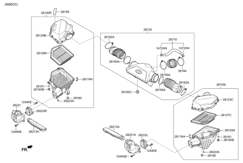 2022 Hyundai Genesis G90 CLEANER ASSY-AIR,RH Diagram for 28122-D2300