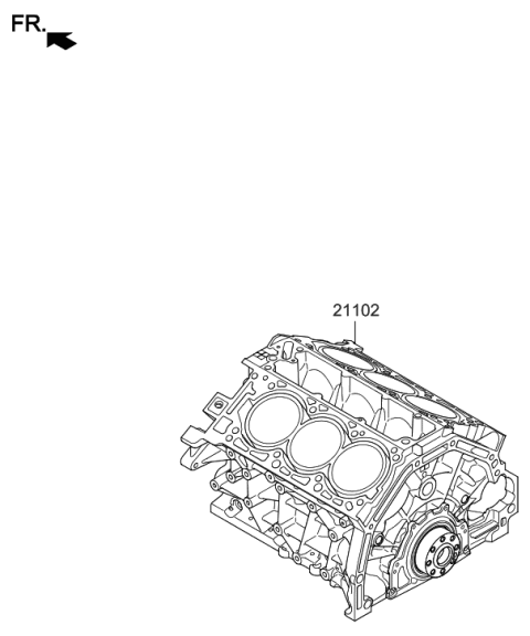 2022 Hyundai Genesis G90 Engine Assembly-Short Diagram for 2K082-3FU00