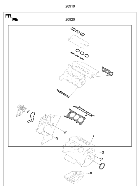 2021 Hyundai Genesis G90 Engine Gasket Kit Diagram 1
