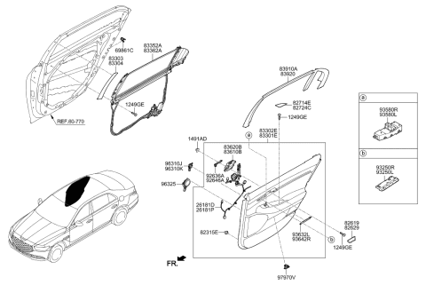 2022 Hyundai Genesis G90 Rear Door Trim Diagram