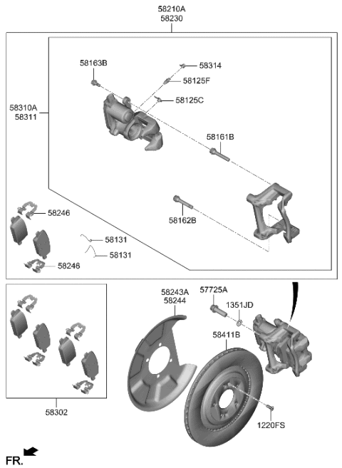 2020 Hyundai Genesis G90 Pad Kit-Rear Disc Brake Diagram for 58302-J6A00