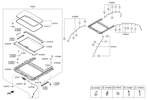 2015 Hyundai Sonata Hybrid Spring Base Assembly-Sunroof,LH Diagram for 81696-3M000